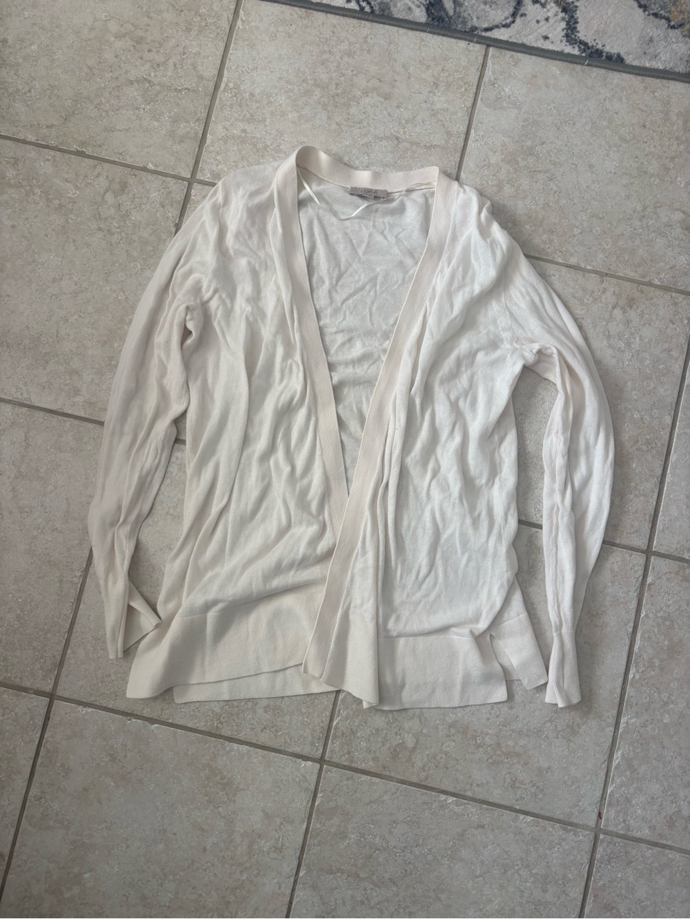 LOFT Cream Open-Front Lightweight Cardigan